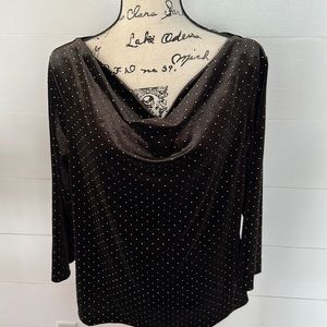 NWT Jaclyn Smith Black Velvet & Gold Blouse